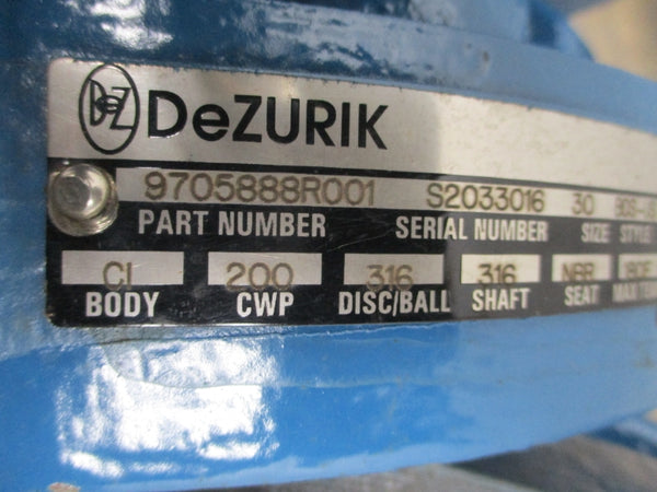 DEZURIK 30" BUTTERFLY VALVE 9705888R001 BOS-US SIZE 30 NSNP