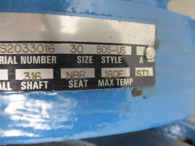 DEZURIK 30" BUTTERFLY VALVE 9705888R001 BOS-US SIZE 30 NSNP