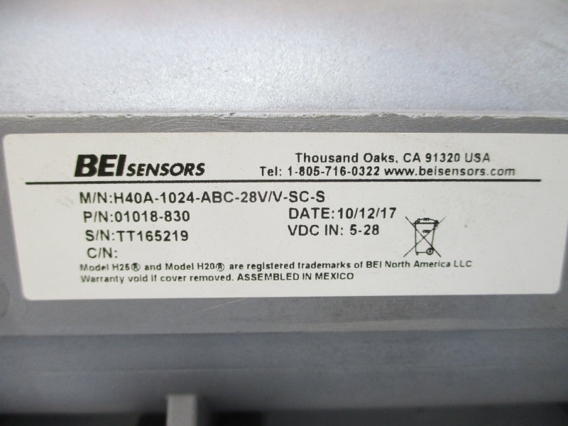 BEI SENSORS H40A-1024-ABC-28V/V-SC-S 01018-830 5-28VDC NSNP