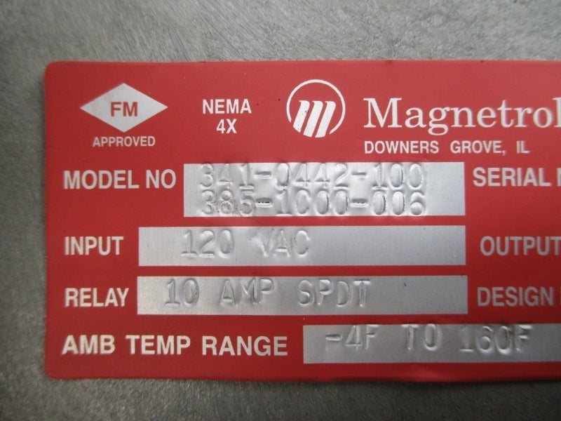 MAGNETROL 341-0442-100 385-1C00-006 120VAC 10A NSNP