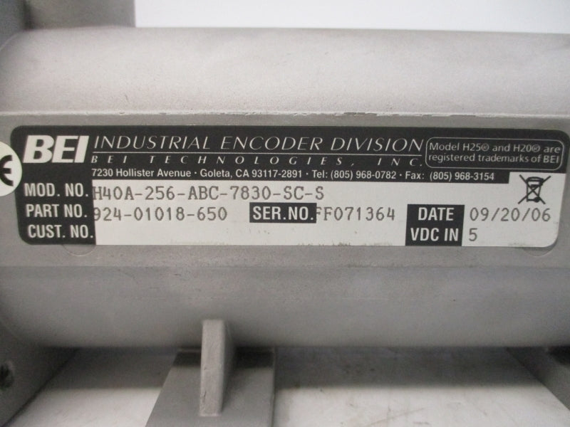 BEI H40A-256-ABC-7830-SC-S 924-01018-650 5VDC NSNP