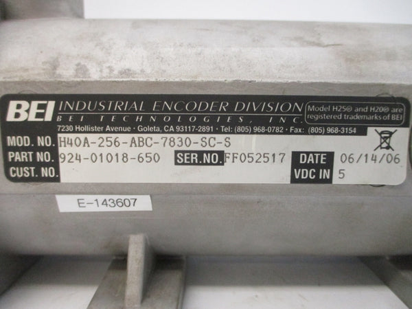 BEI H40A-256-ABC-7830-SC-S 924-01018-650 5VDC UNMP