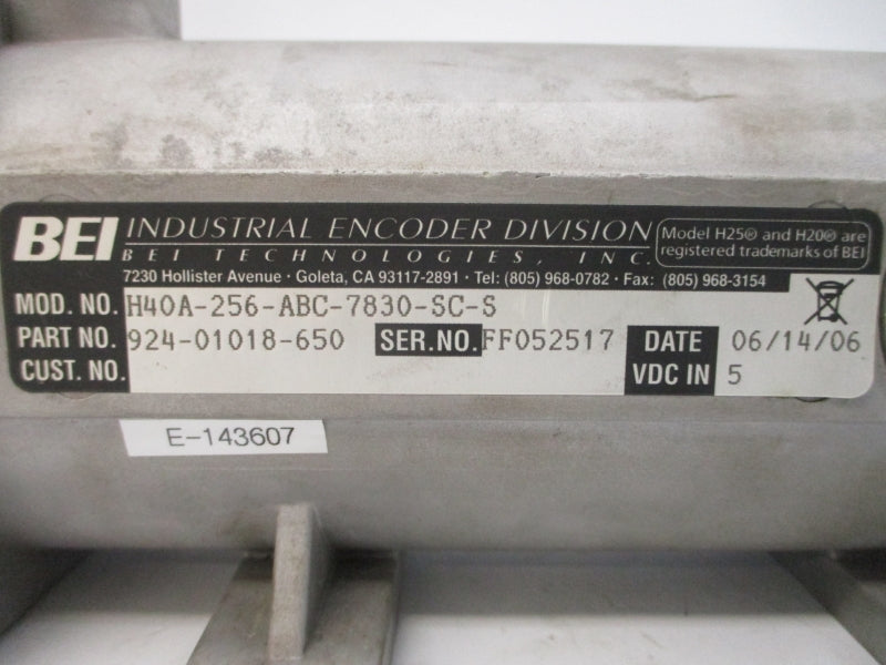 BEI H40A-256-ABC-7830-SC-S 924-01018-650 5VDC UNMP