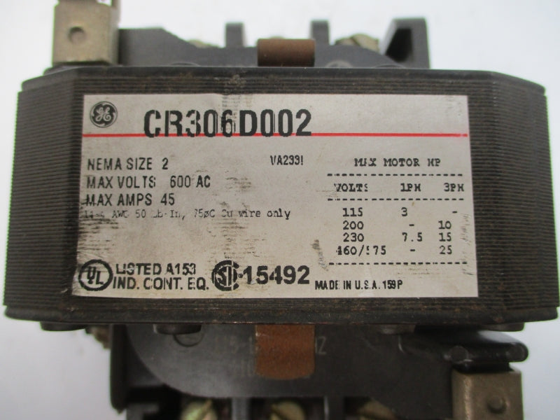 GENERAL ELECTRIC CR306D002 SER. A 110/115-120V (AS PICTURED) UNMP