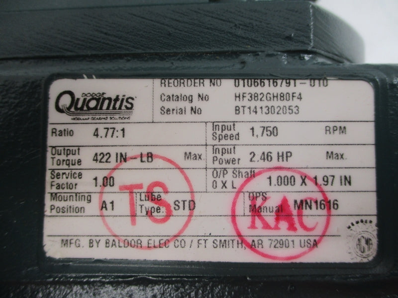 DODGE HF382GH80F4 230/460V 3/1.5A NSMP