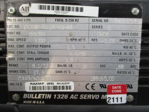ALLEN BRADLEY 1326AB-B430E-21-K4 24VDC 3.9A UNMP