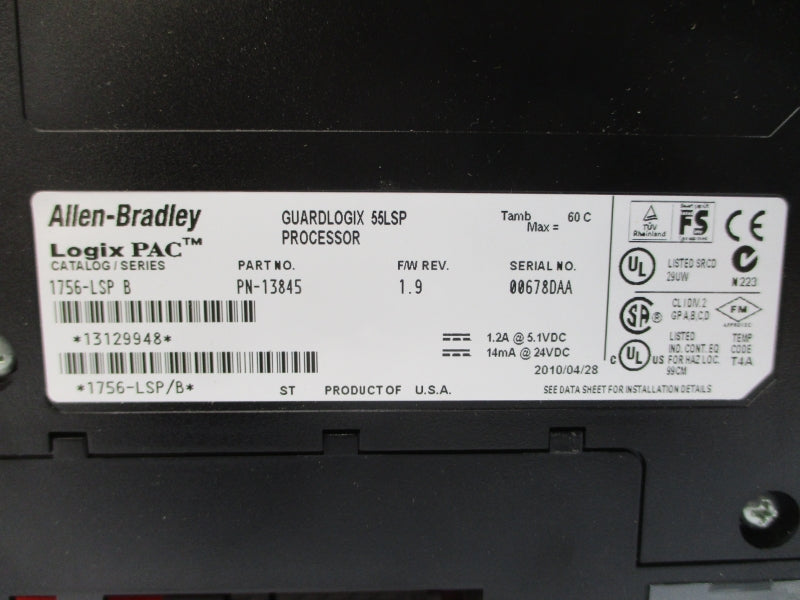ALLEN BRADLEY 1756LSP SER. B F/W 1.9 24VDC NSMP