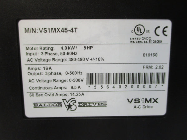 BALDOR VS1MX45-4T F/W 2.02 380-480VAC NSNP