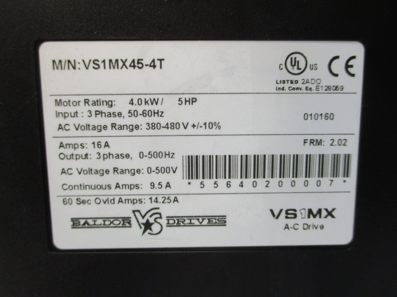 BALDOR VS1MX45-4T F/W 2.02 380-480VAC NSNP