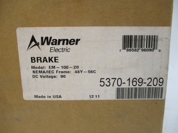 WARNER ELECTRIC 5370-169-209 EM-100-20 90VDC NSMP