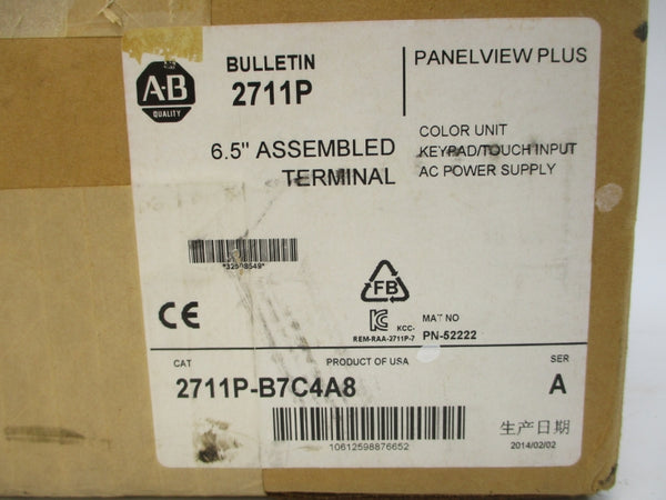ALLEN BRADLEY 2711P-B7C4A8 SER. A 100-240VAC 1.3-0.65A NSMP