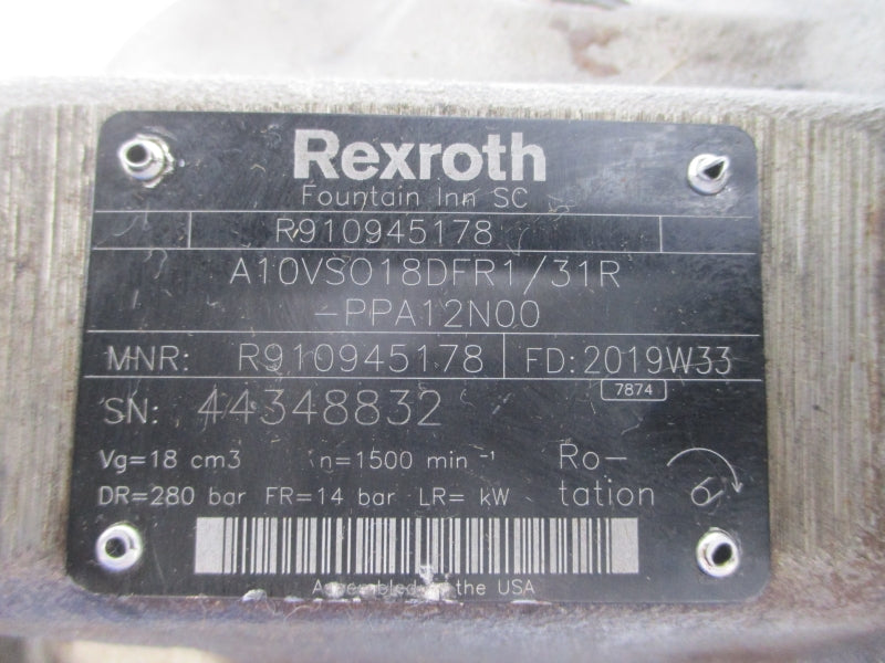 REXROTH R910945178 A10VS018DFR1/31R-PPA12N00 UNMP