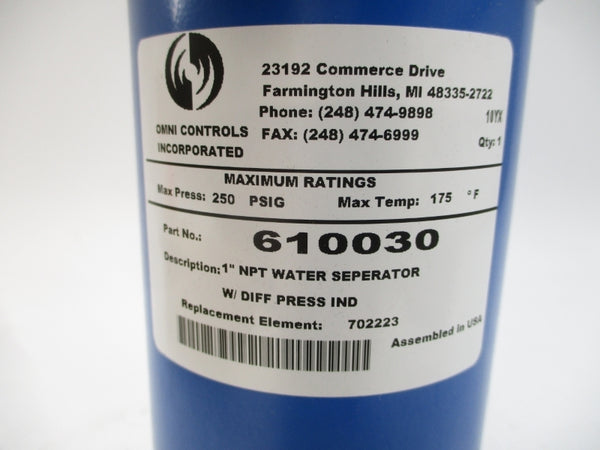 OMNI CONTROLS 610030 250PSI 1" NSMP