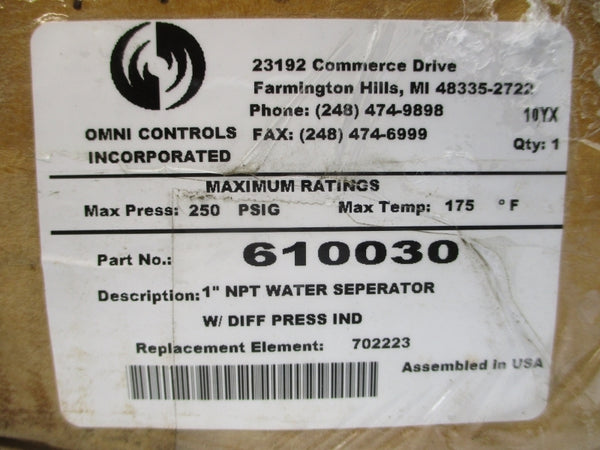 OMNI CONTROLS 610030 250PSI 1" NSMP