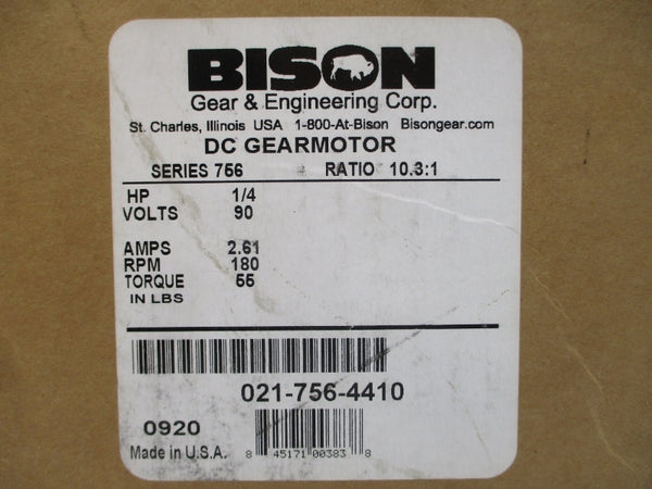 BISON 021-756-4410 32-999-4604-015 SER. 756 90VDC 2.61A NSMP