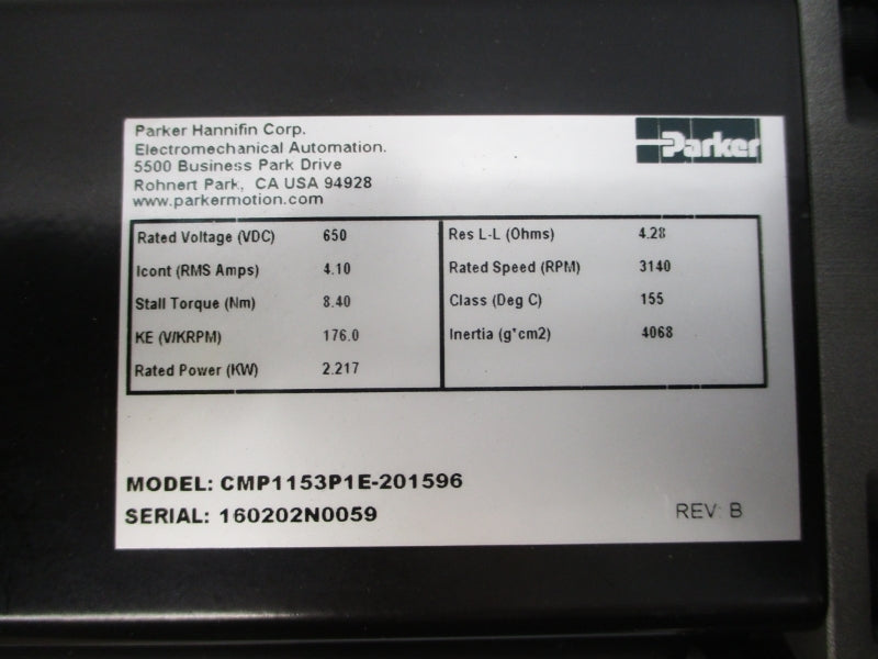 PARKER CMP1153P1E-201596 650VDC 4.10A REV. B NSNP