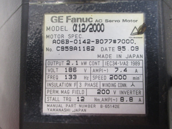 GE FANUC A06B-0142-B077#7000 186VAC 7.4A UNMP