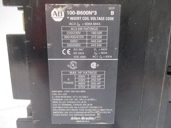 ALLEN BRADLEY 100-B600ND3 SER. B 110/120V NSNP