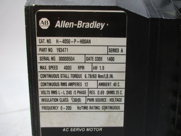 ALLEN BRADLEY H-4050-P-H00AN 193471 SER. A 240VAC 12A NSNP