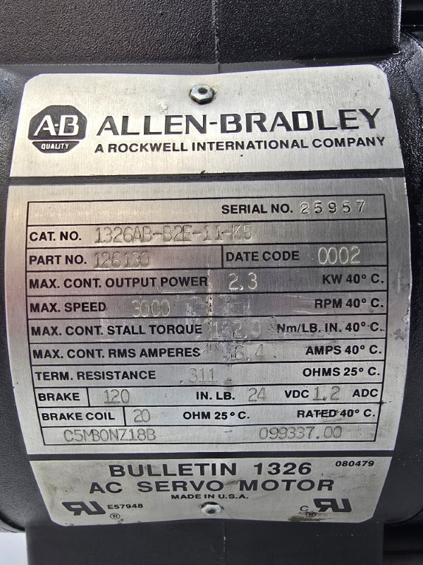 ALLEN BRADLEY 1326AB-B2E-11-K5 24VDC 6.4A NSNP