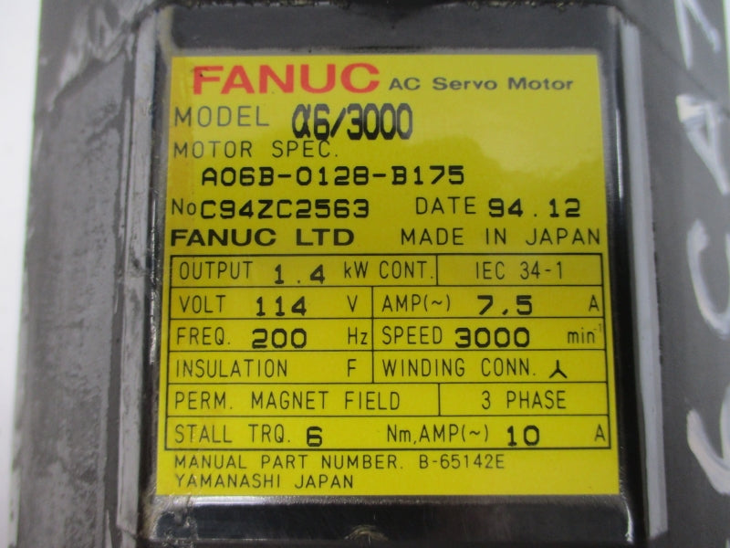 FANUC A06B-0128-B175 114VAC 7.5A NSNP