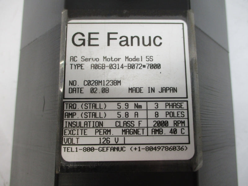 GE FANUC A06B-0314-B072#7000 126VAC 5.8A (AS PICTURED) NSNP