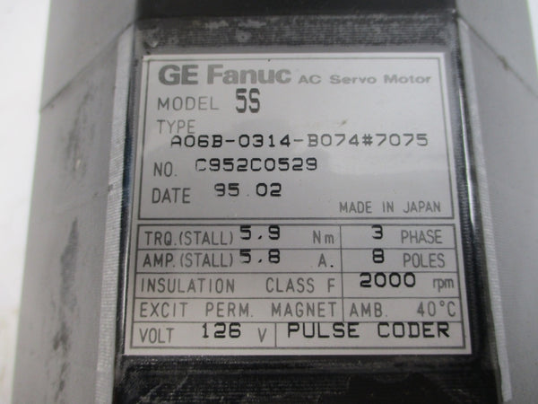 GE FANUC A06B-0314-B074#7075 126VAC 5.8A (AS PICTURED) NSNP