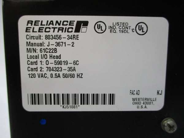 RELIANCE ELECTRIC 61C22B 803456-34RE 120VAC 0.5A NSMP