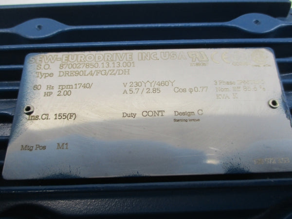 SEW-EURODRIVE DRE90L4/FG/Z/DH 230/460V 5.7/2.85A NSNP