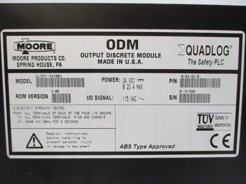 MOORE QLODM115ACBBN 16184-63/01 115VAC 0.23A NSNP