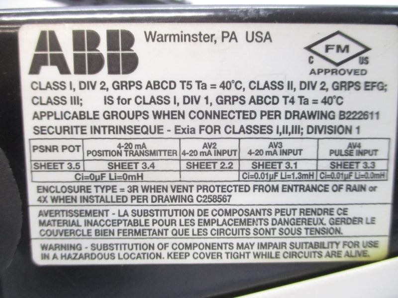 ABB AV1121200 34VDC 150PSI NSNP