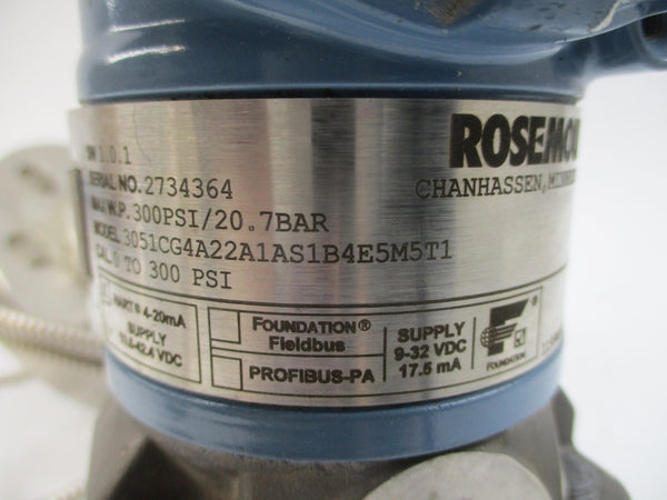 ROSEMOUNT 3051CG4A22A1AS1B4E5M5T1 10.5-42.4VDC 300PSI NSNP