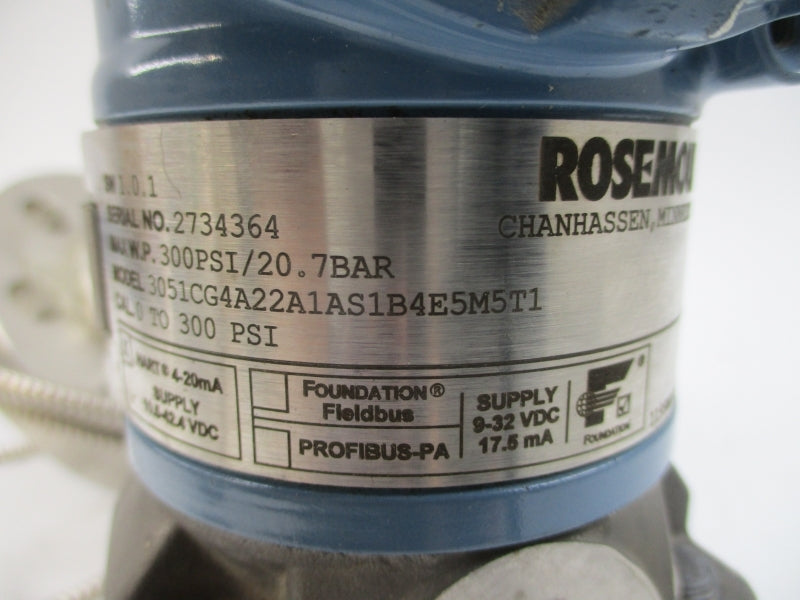 ROSEMOUNT 3051CG4A22A1AS1B4E5M5T1 10.5-42.4VDC 300PSI NSNP