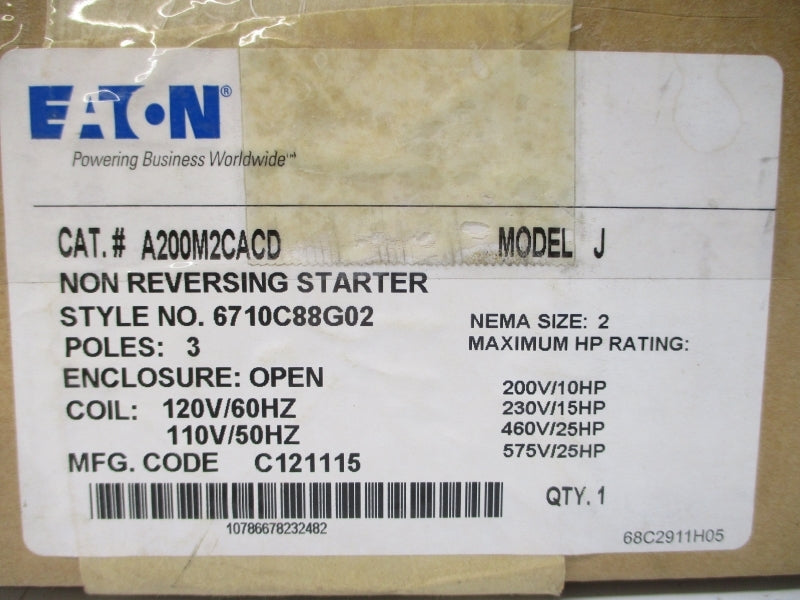 EATON A200M2CACD 6710C88G02 110/120V 770A NSMP
