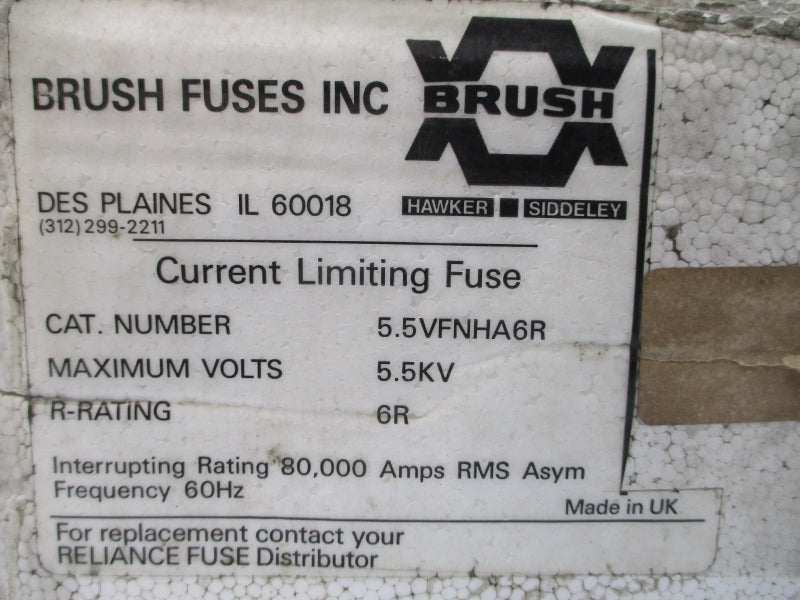 BRUSH FUSES 5.5VFNHA6R 5.5KV 6A NSMP