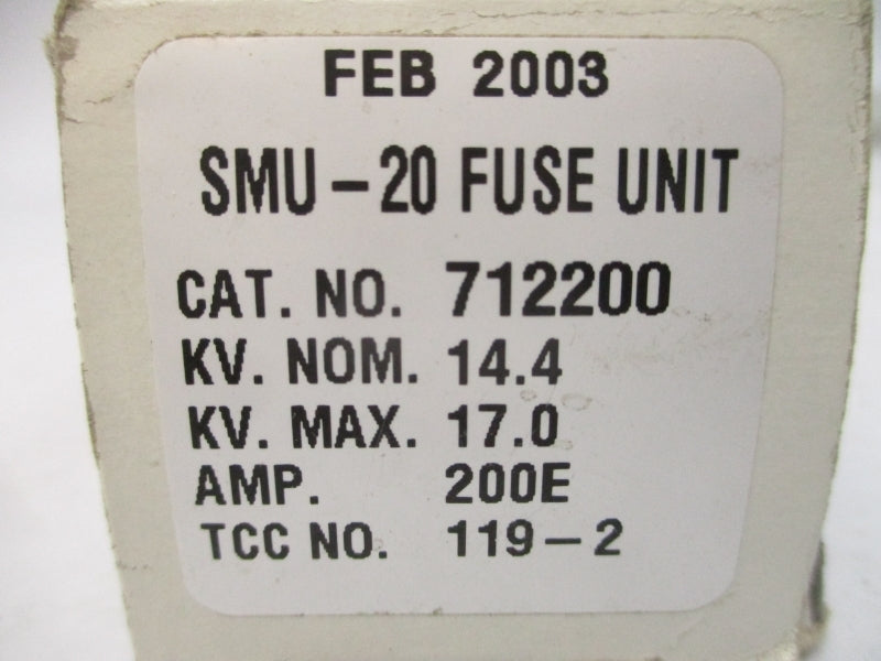 S&C ELECTRIC 712200 SMU-20 14.4KV 200EA NSMP