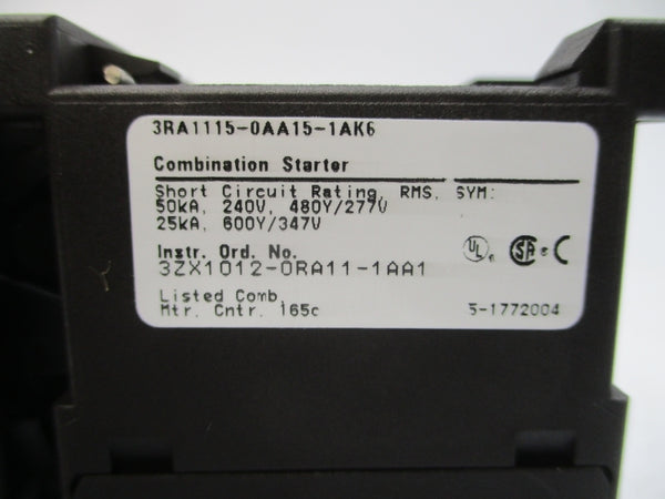 SIEMENS 3RA1115-0AA15-1AK6 110/120VAC 0.11-0.1A NSMP