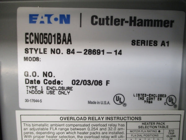 EATON ECN0501BAA SER. A1 240V 18A NSMP