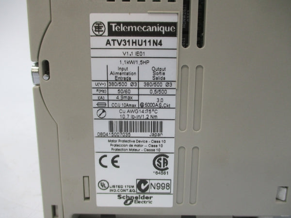 TELEMECANIQUE ATV31HU11N4 380/500VAC 4.9A NSMP