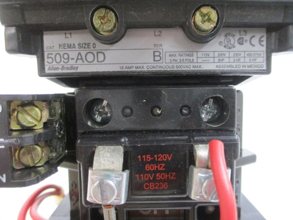 ALLEN BRADLEY 509-AOD SER. B 110/115-120V 18A (BR/WH) NSMP