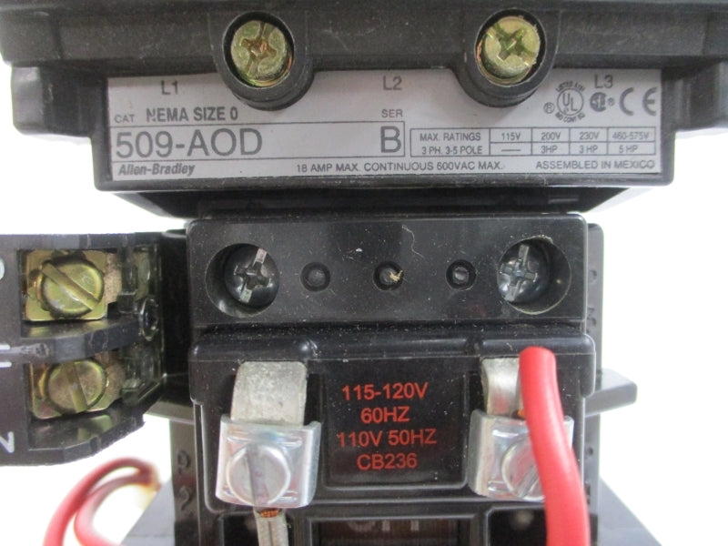 ALLEN BRADLEY 509-AOD SER. B 110/115-120V 18A (BR/WH) NSMP
