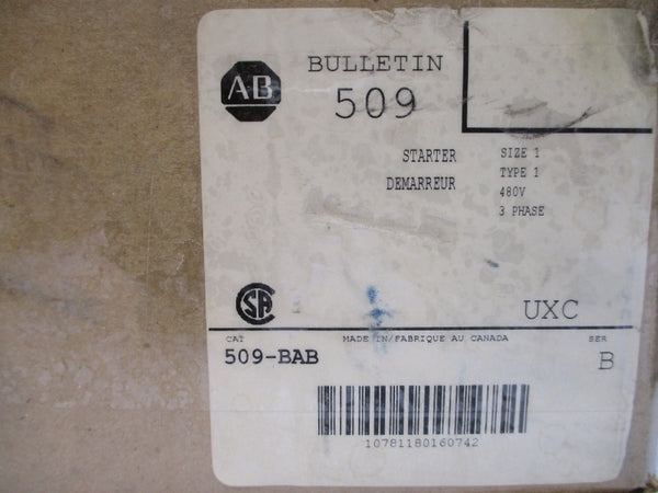 ALLEN BRADLEY 509-BAB SER. B 460-480V 27A (BR/WH) NSMP