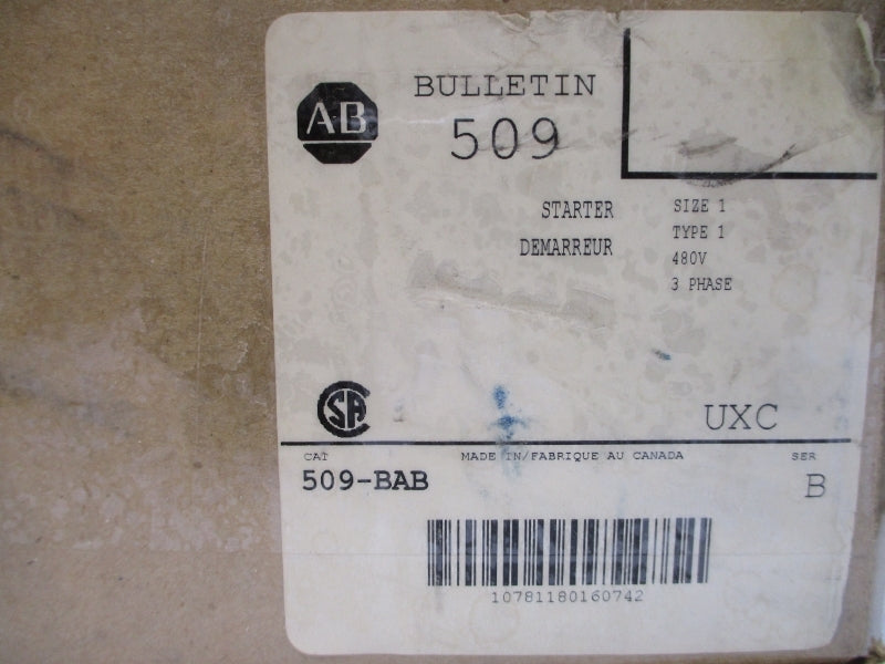 ALLEN BRADLEY 509-BAB SER. B 460-480V 27A (BR/WH) NSMP