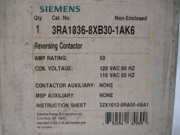 SIEMENS 3RA1336-8XB30-1AK6 110/120VAC 50A NSMP