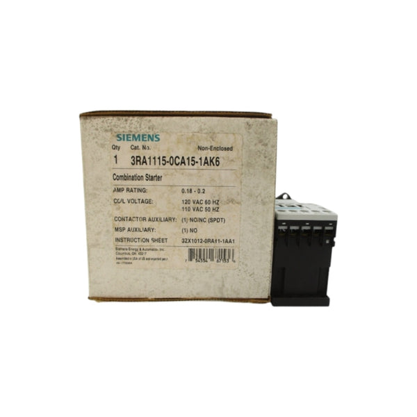 SIEMENS 3RA1115-0CA15-1AK6 110/120VAC 0.18-0.2A NSMP