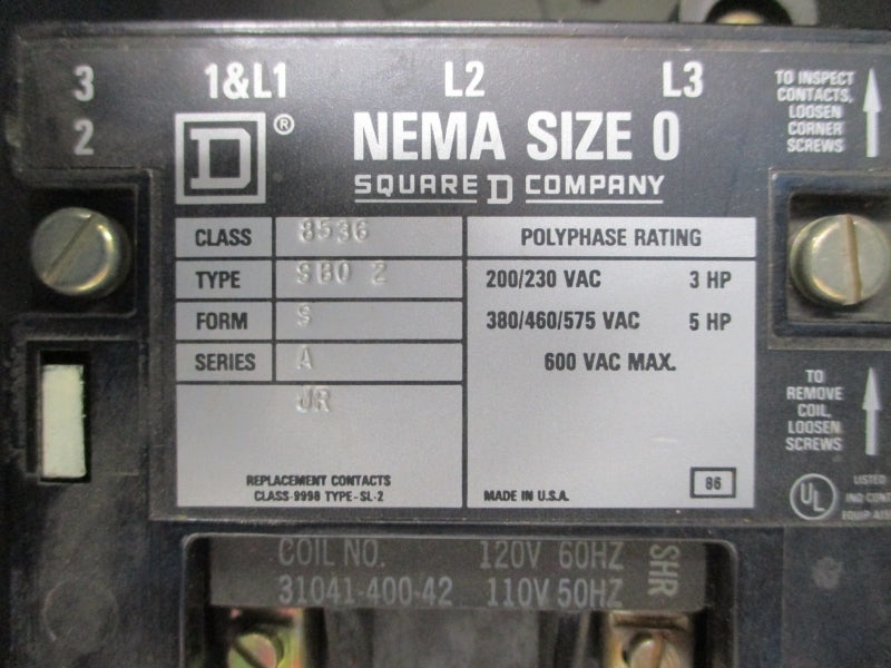 SQUARE D 8536 SBO 2 V02 S SER. A 110/120V NSNP