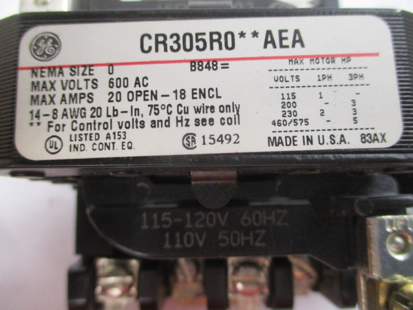 GENERAL ELECTRIC CR305R002AEA SER. A 110/115-120V 20A NSMP