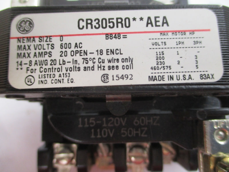 GENERAL ELECTRIC CR305R002AEA SER. A 110/115-120V 20A NSMP