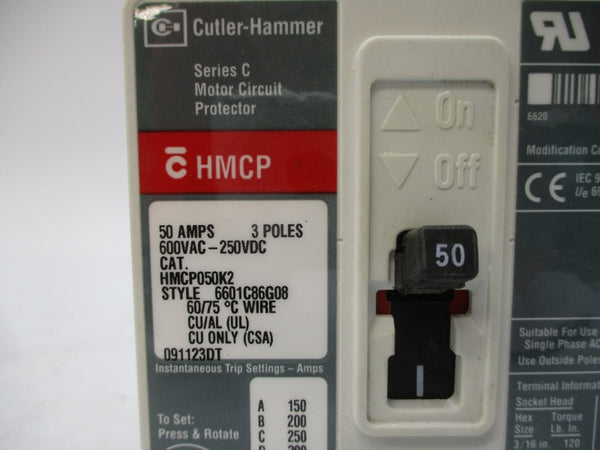 CUTLER HAMMER HMCP050K2 SER. C 600VAC 50A NSMP