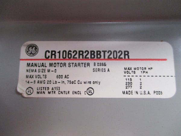 GENERAL ELECTRIC CR1062R2BBT202R SER. A 110/120V NSMP